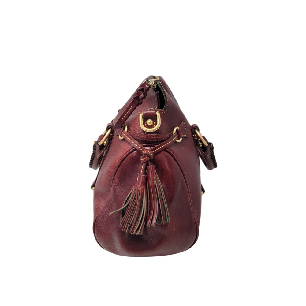 Dooney & Bourke Florentine Satchel Bordeaux Red Vacchetta Leather Tassel Bag - Picture 4 of 15